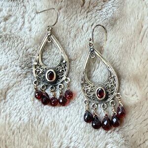 Satya red garnet filigree earrings